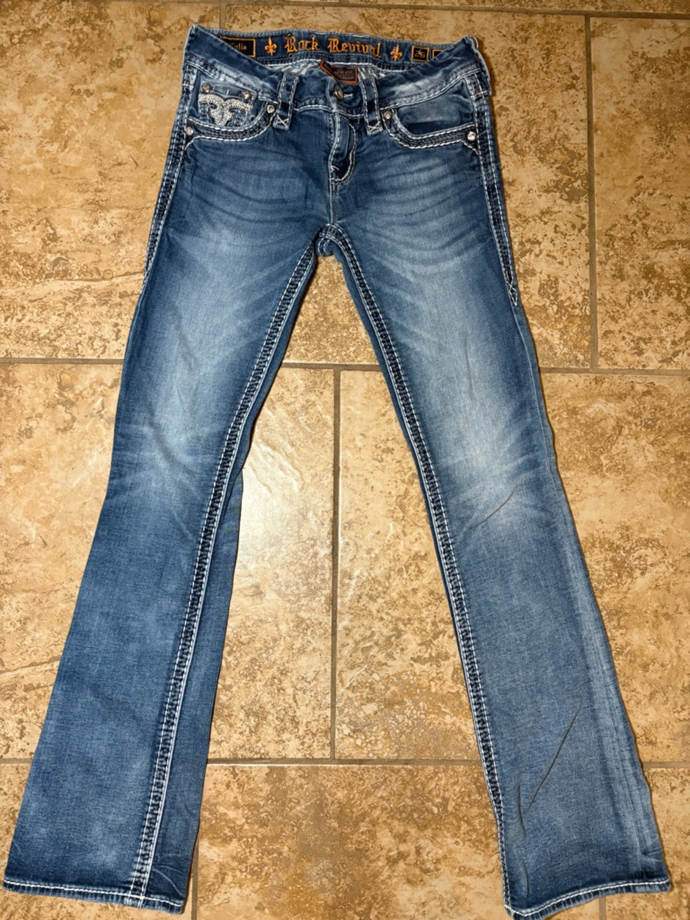 Rock Revival Kylie Jeans Women's Dark Wash Size 26 Bootcut Bling Embellished